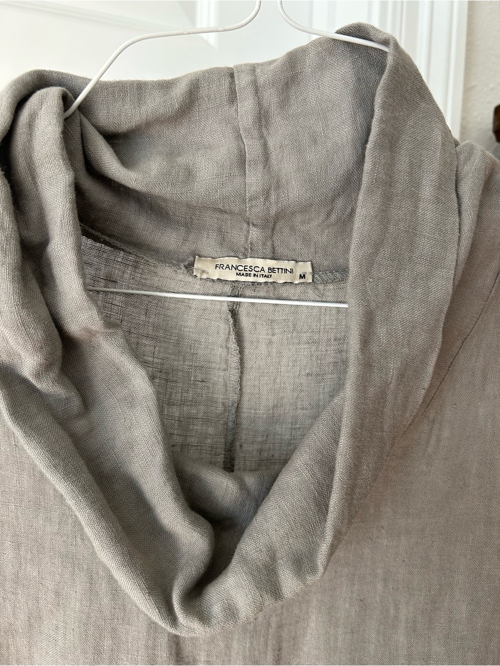 Francesca Bettini Linen Sleeveless Cowl Neck Maxi Dress in Gray - Picture 3 of 5
